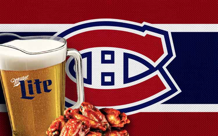 Viens visionner les matchs du Canadien de Montréal sur grand écran et profite des promotions en vigueur ! Pichets de Miller Lite à 15$ et les ailes à 1$ chacune ! Réserve tes places pour ne rien manquer !